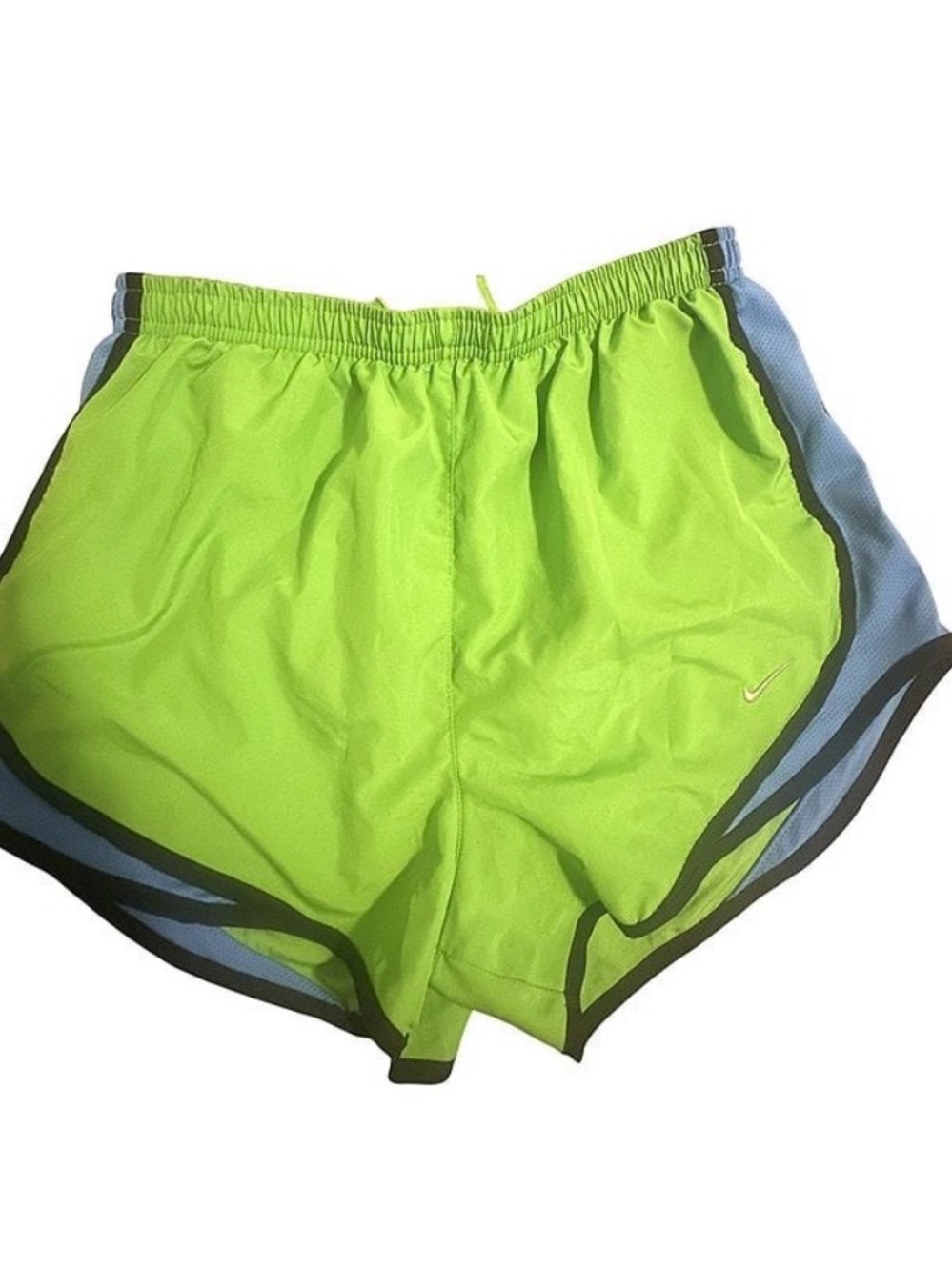 Nike Women's Neon Lime and Blue Athletic Running Shorts